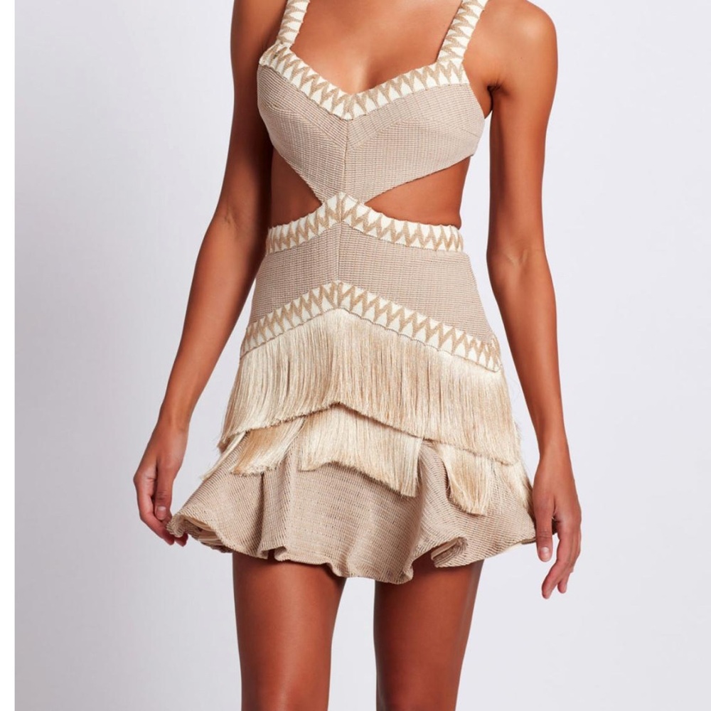 PatBo Metallic Fringe Mini Dress